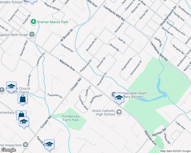 map of restaurants, bars, coffee shops, grocery stores, and more near 1 Norwegianwoods in Scotch Plains