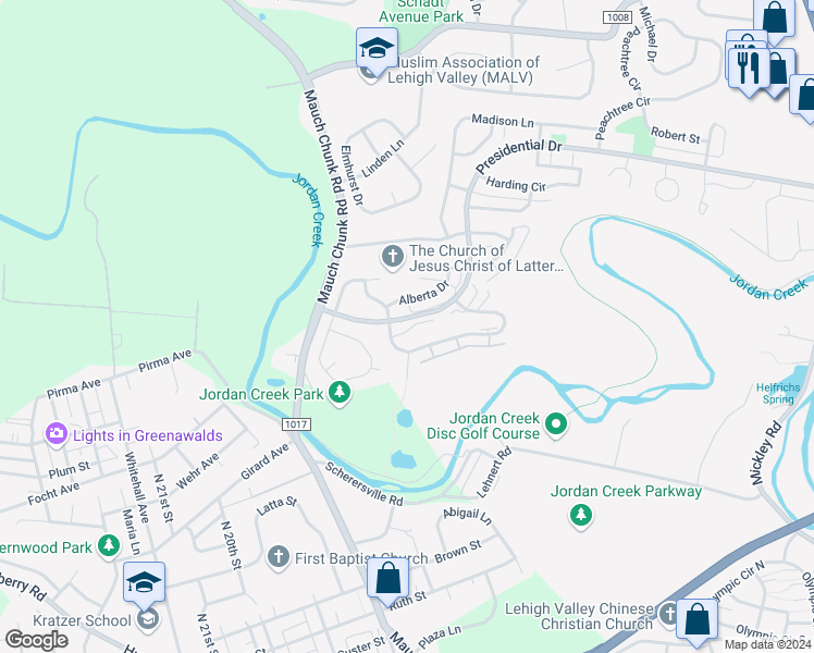 map of restaurants, bars, coffee shops, grocery stores, and more near 1988 Presidential Drive in Fullerton