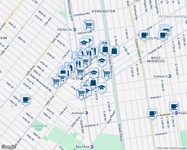 map of restaurants, bars, coffee shops, grocery stores, and more near in Brooklyn
