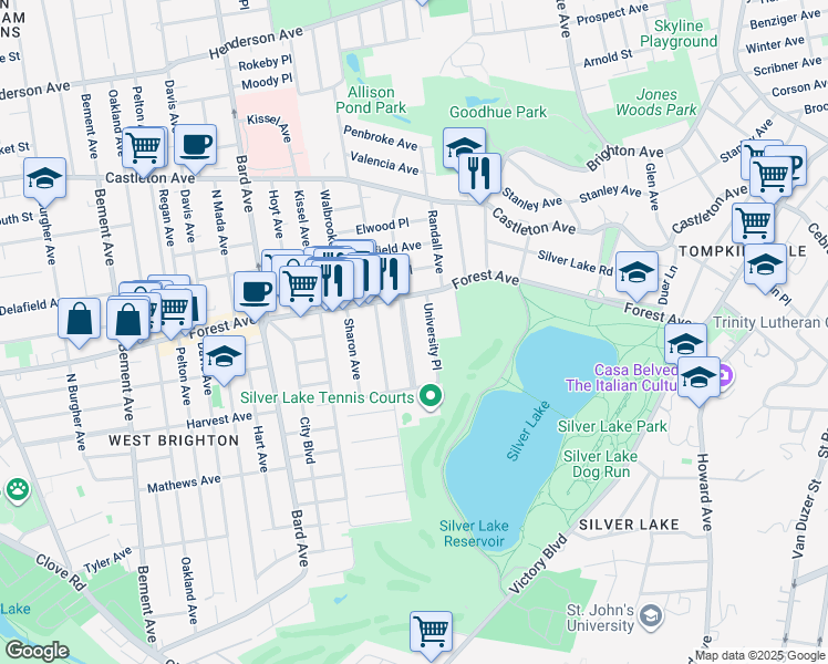 map of restaurants, bars, coffee shops, grocery stores, and more near 195 Hart Boulevard in Staten Island