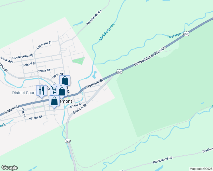 map of restaurants, bars, coffee shops, grocery stores, and more near 318 East Main Street in Tremont