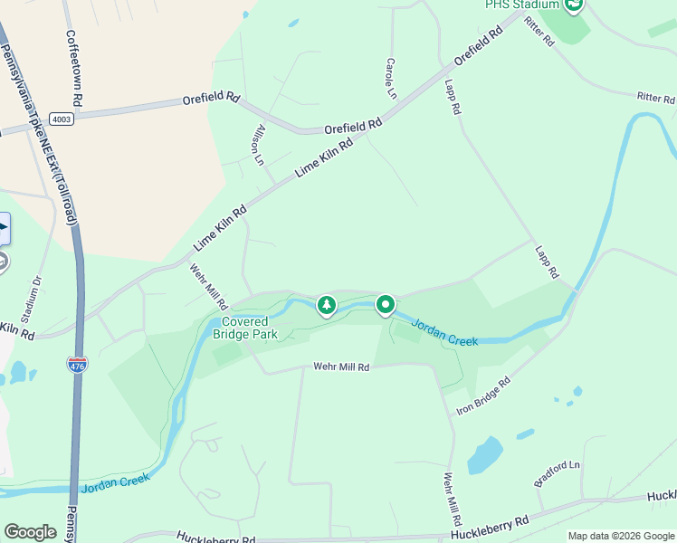 map of restaurants, bars, coffee shops, grocery stores, and more near 4056 Lime Kiln Road in Allentown