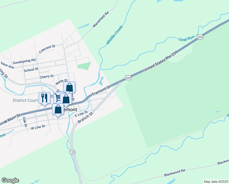 map of restaurants, bars, coffee shops, grocery stores, and more near 320 Main Street in Tremont