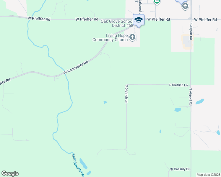 map of restaurants, bars, coffee shops, grocery stores, and more near 4925 South Dietrich Lane in Bartonville