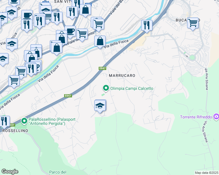 map of restaurants, bars, coffee shops, grocery stores, and more near 29 Contrada Marrucaro in Potenza