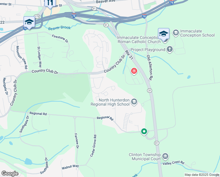 map of restaurants, bars, coffee shops, grocery stores, and more near 136 Westchester Terrace in Hunterdon County