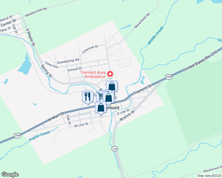 map of restaurants, bars, coffee shops, grocery stores, and more near 34 Spring Street in Tremont