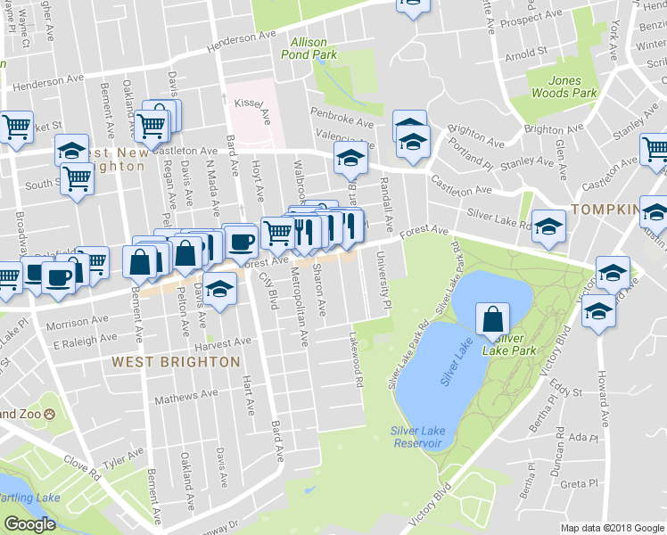 map of restaurants, bars, coffee shops, grocery stores, and more near 208 Oakwood Avenue in Staten Island