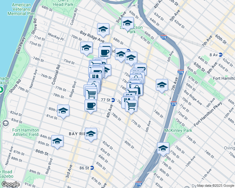 map of restaurants, bars, coffee shops, grocery stores, and more near in Brooklyn