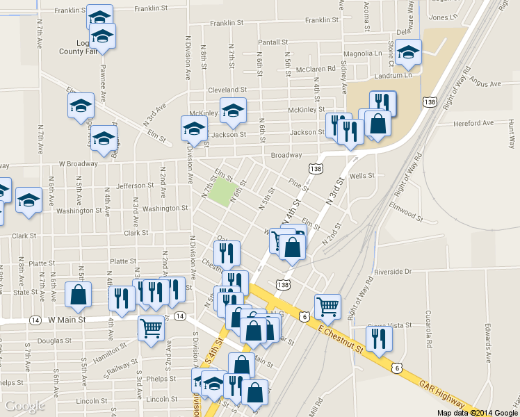 map of restaurants, bars, coffee shops, grocery stores, and more near 513 N 5th St in Sterling