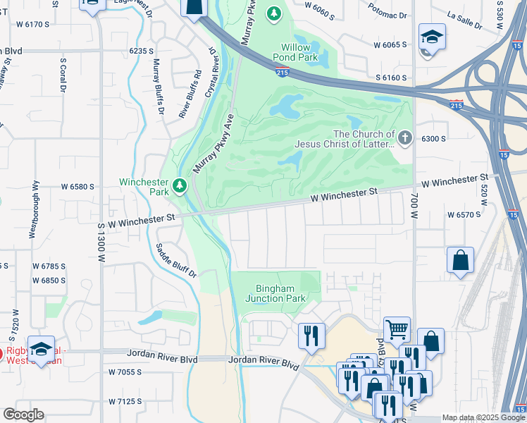 map of restaurants, bars, coffee shops, grocery stores, and more near 6414 South 1090 West in Salt Lake City