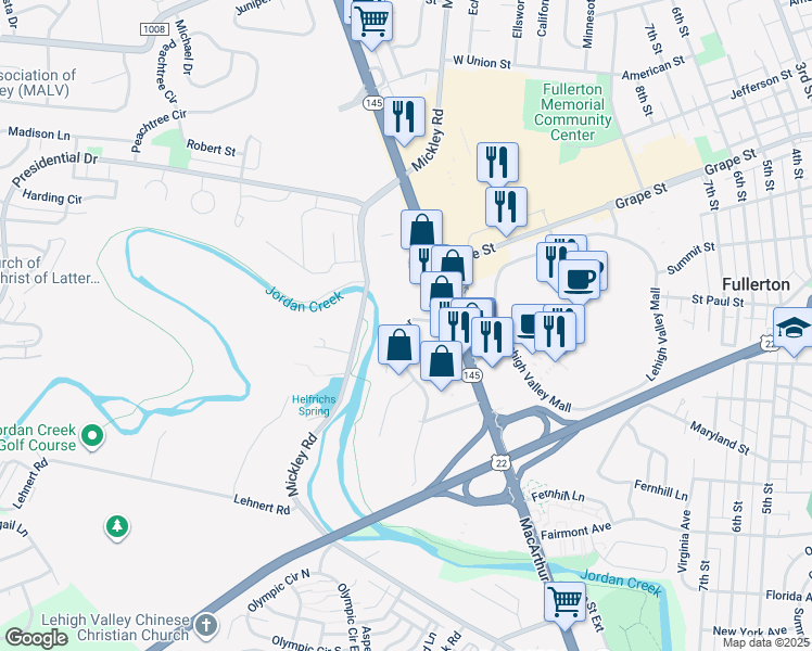 map of restaurants, bars, coffee shops, grocery stores, and more near 1644 Alta Drive in Whitehall