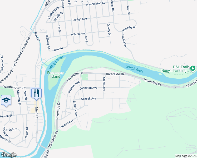 map of restaurants, bars, coffee shops, grocery stores, and more near 2145 Schwab Avenue in Bethlehem