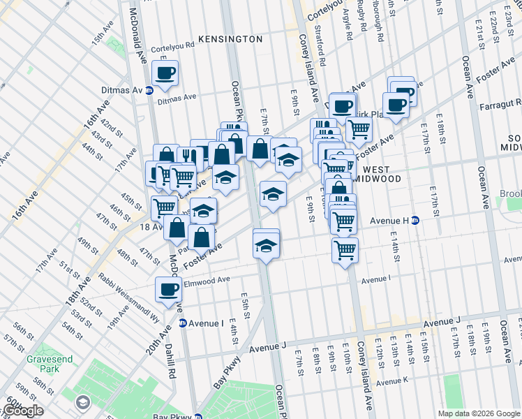 map of restaurants, bars, coffee shops, grocery stores, and more near in Brooklyn