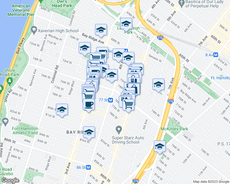 map of restaurants, bars, coffee shops, grocery stores, and more near in Brooklyn