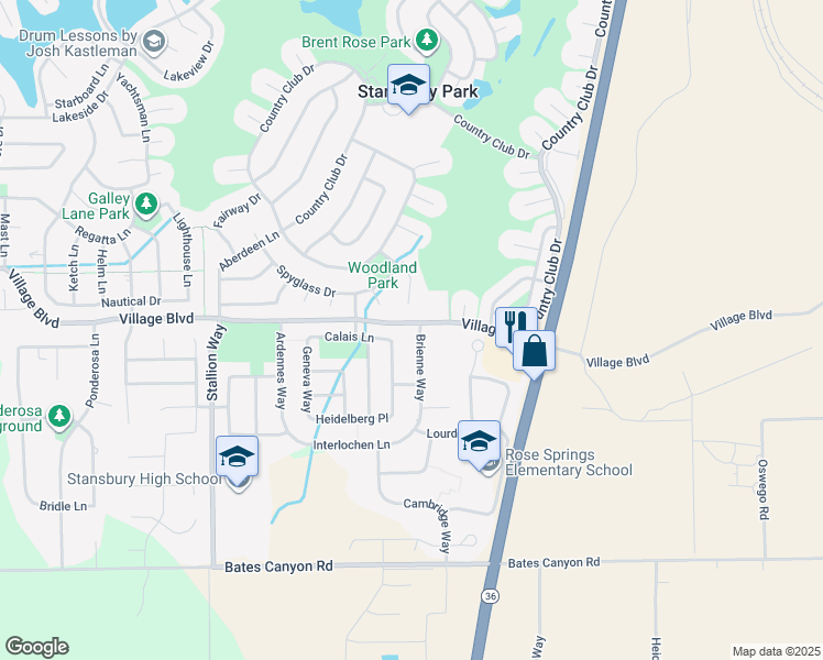 map of restaurants, bars, coffee shops, grocery stores, and more near 5581 Brienne Way in Stansbury Park