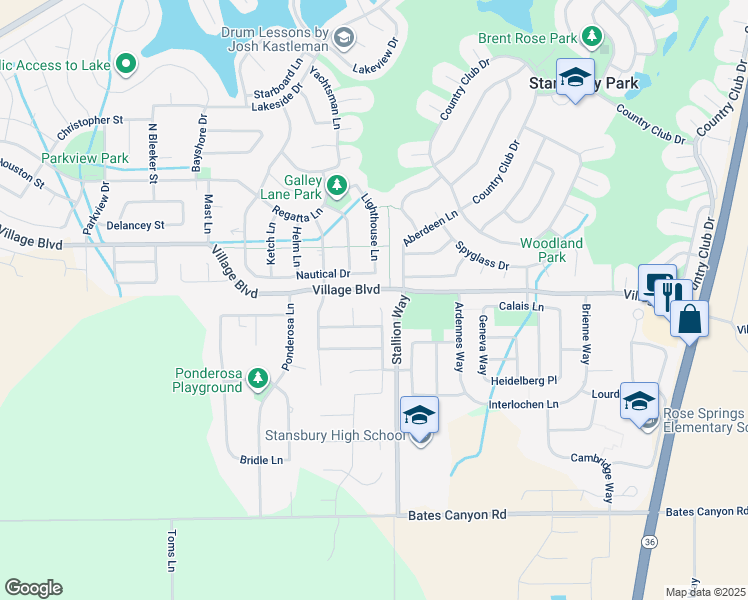 map of restaurants, bars, coffee shops, grocery stores, and more near 5583 North Shady Brook Lane in Stansbury Park