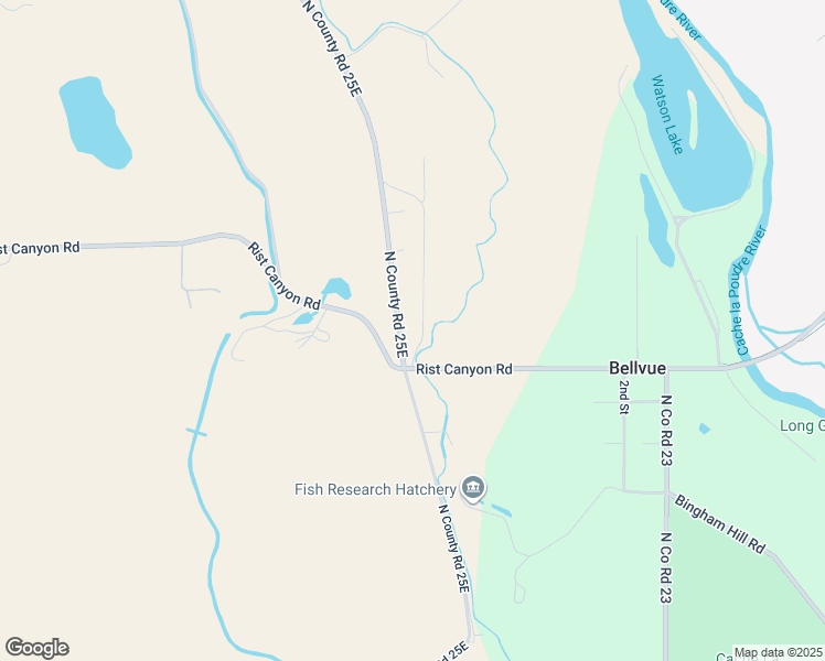 map of restaurants, bars, coffee shops, grocery stores, and more near 3008 North Co Road 25E in Bellvue