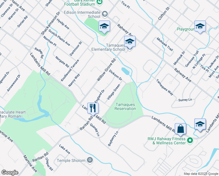 map of restaurants, bars, coffee shops, grocery stores, and more near 857 New England Drive in Westfield