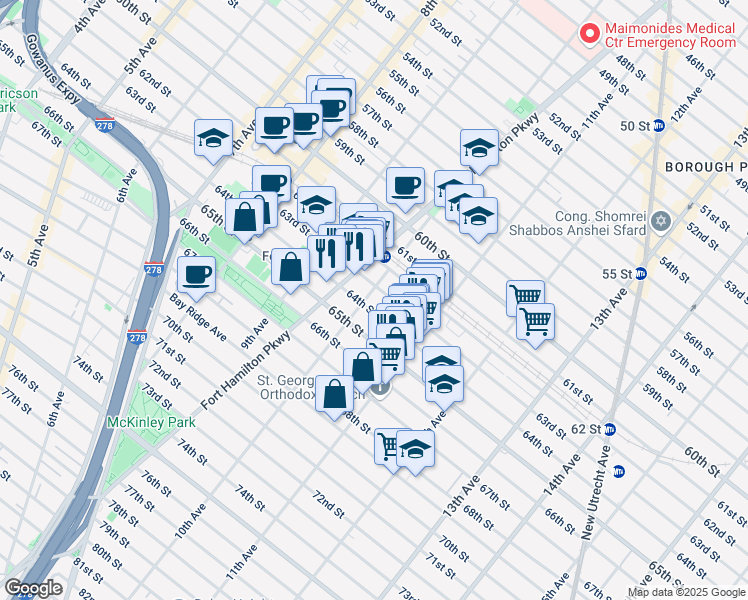 map of restaurants, bars, coffee shops, grocery stores, and more near in Brooklyn