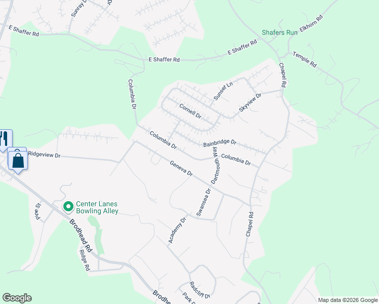 map of restaurants, bars, coffee shops, grocery stores, and more near 230 Columbia Drive in Aliquippa