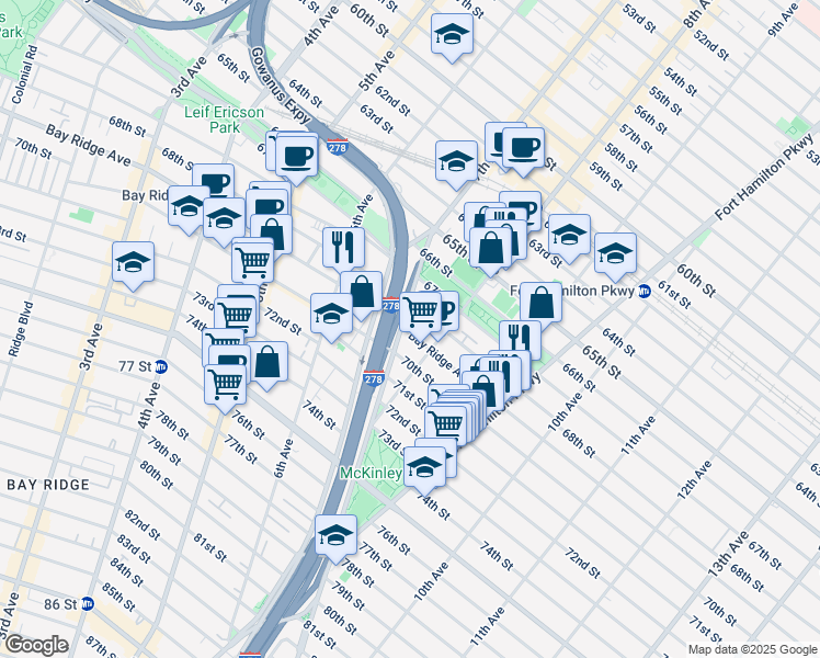map of restaurants, bars, coffee shops, grocery stores, and more near in Brooklyn
