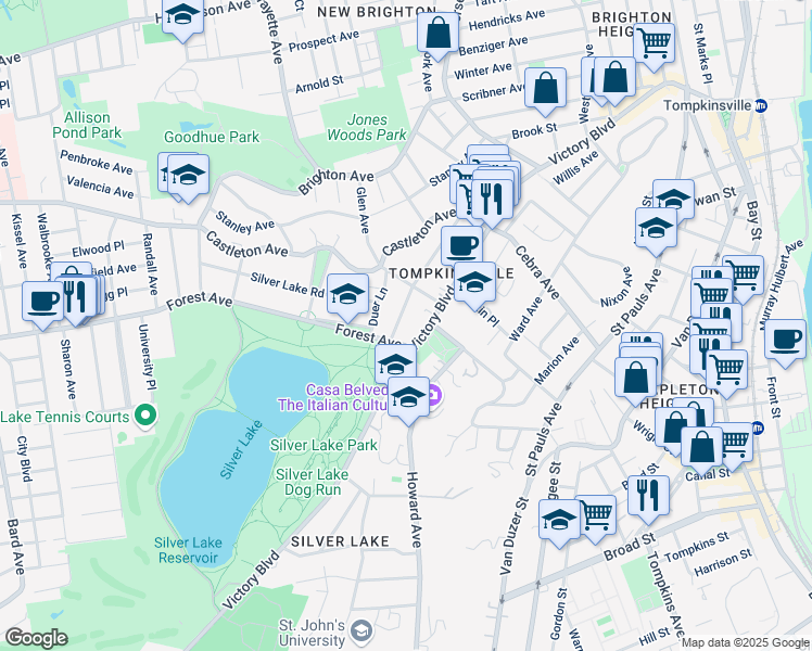 map of restaurants, bars, coffee shops, grocery stores, and more near in Staten Island
