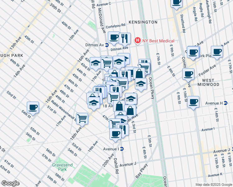 map of restaurants, bars, coffee shops, grocery stores, and more near in Brooklyn