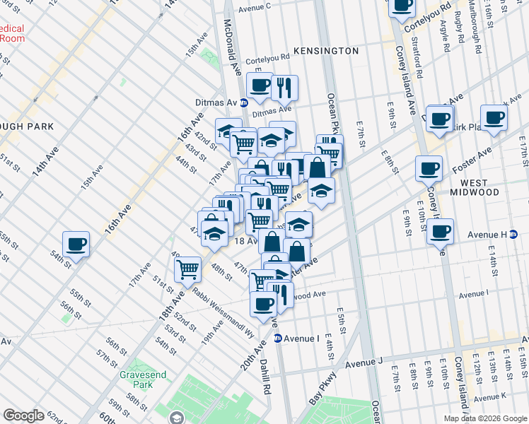 map of restaurants, bars, coffee shops, grocery stores, and more near in Brooklyn
