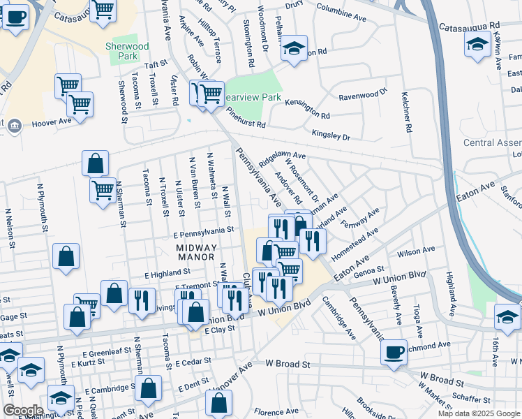 map of restaurants, bars, coffee shops, grocery stores, and more near in Bethlehem