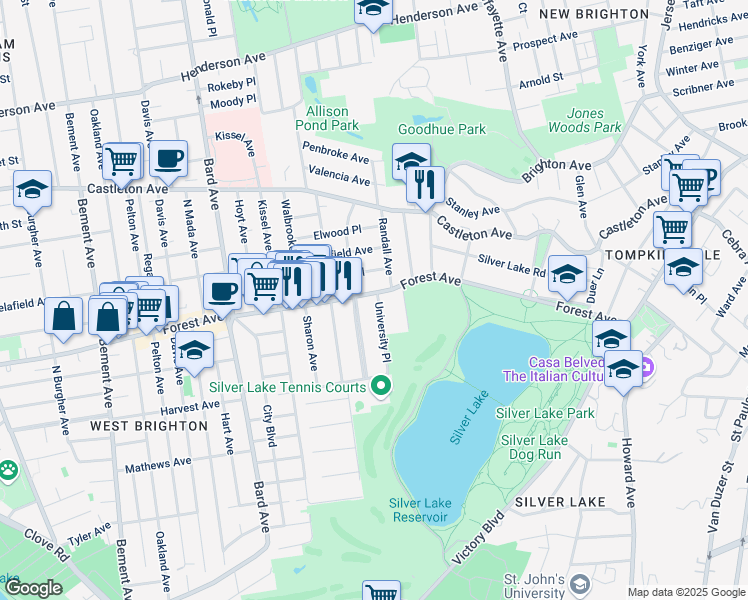 map of restaurants, bars, coffee shops, grocery stores, and more near 195 Hart Boulevard in Staten Island