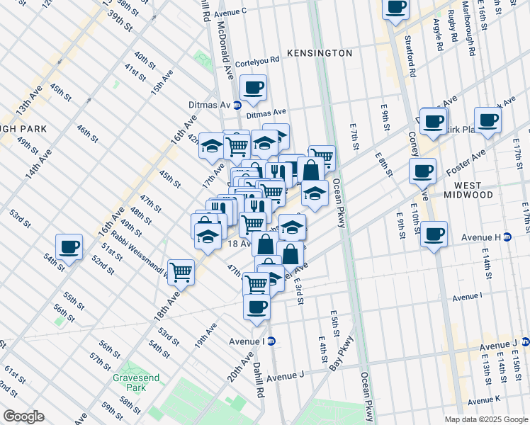 map of restaurants, bars, coffee shops, grocery stores, and more near in Brooklyn