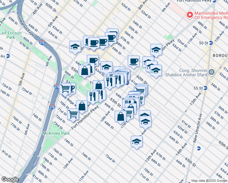 map of restaurants, bars, coffee shops, grocery stores, and more near in Brooklyn
