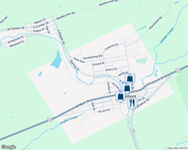 map of restaurants, bars, coffee shops, grocery stores, and more near 102 Washington Street in Tremont