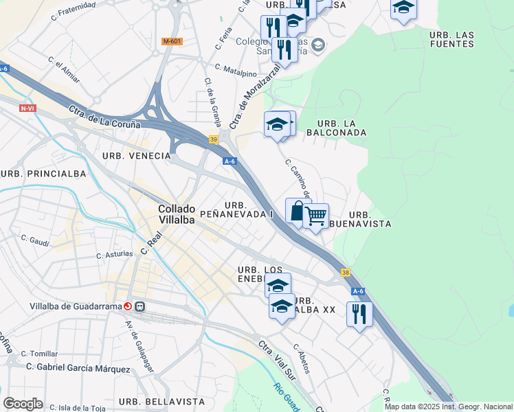 map of restaurants, bars, coffee shops, grocery stores, and more near 29 Calle Gabriel García Márquez in Collado Villalba