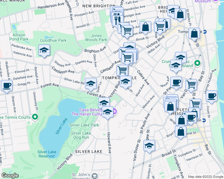 map of restaurants, bars, coffee shops, grocery stores, and more near 407 Woodstock Avenue in Staten Island
