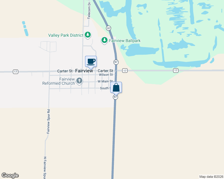 map of restaurants, bars, coffee shops, grocery stores, and more near East Street in Fairview