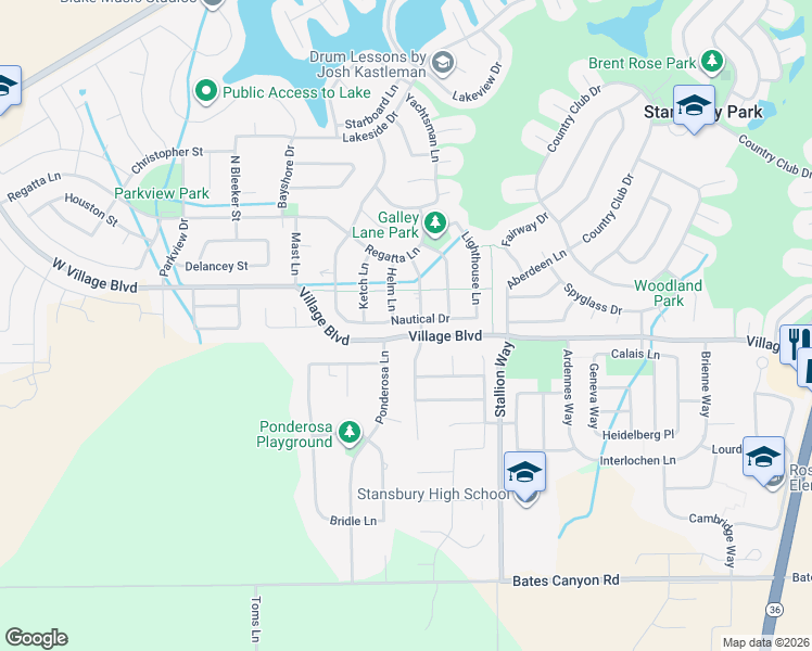 map of restaurants, bars, coffee shops, grocery stores, and more near 145 Nautical Drive in Stansbury Park