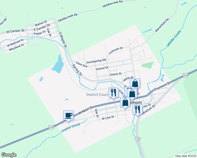 map of restaurants, bars, coffee shops, grocery stores, and more near 102 Washington Street in Tremont