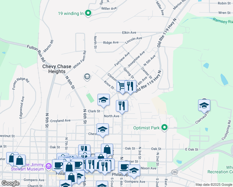 map of restaurants, bars, coffee shops, grocery stores, and more near 518 North 5th Avenue in Indiana