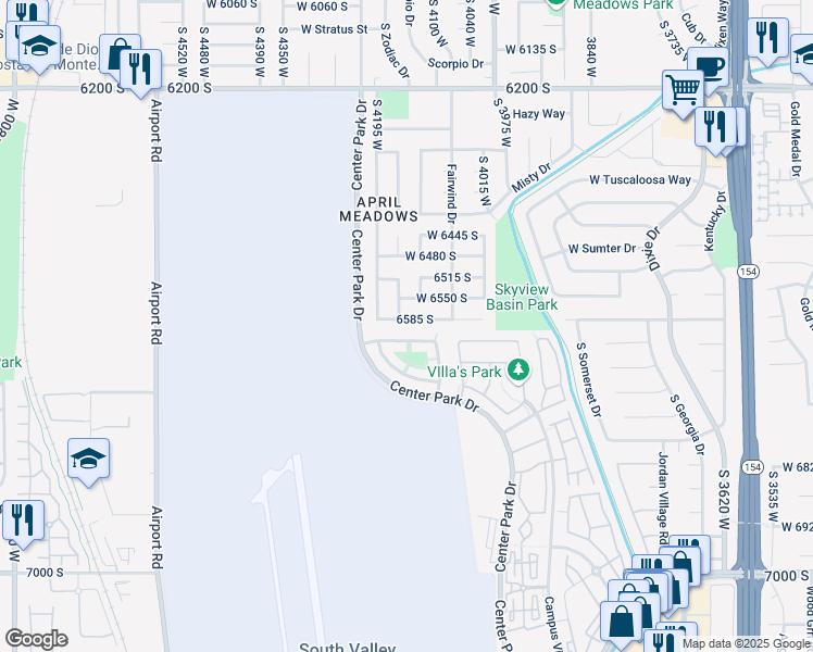 map of restaurants, bars, coffee shops, grocery stores, and more near 6569 South 4165 West in West Jordan
