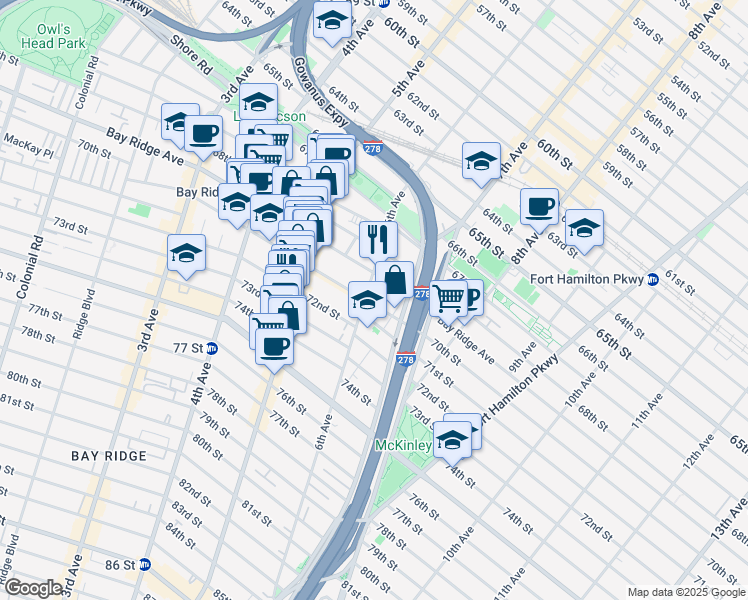 map of restaurants, bars, coffee shops, grocery stores, and more near 6914 6th Avenue in Brooklyn