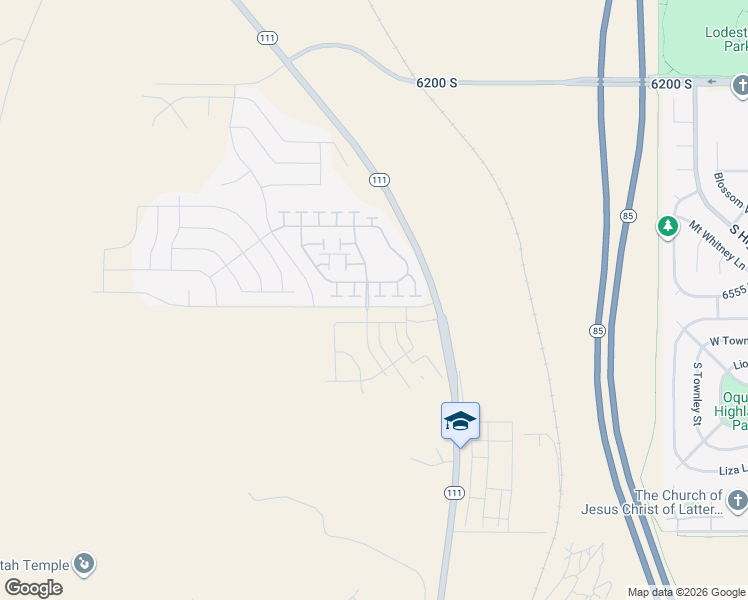 map of restaurants, bars, coffee shops, grocery stores, and more near 6582 South Evening Glow Court in West Valley City