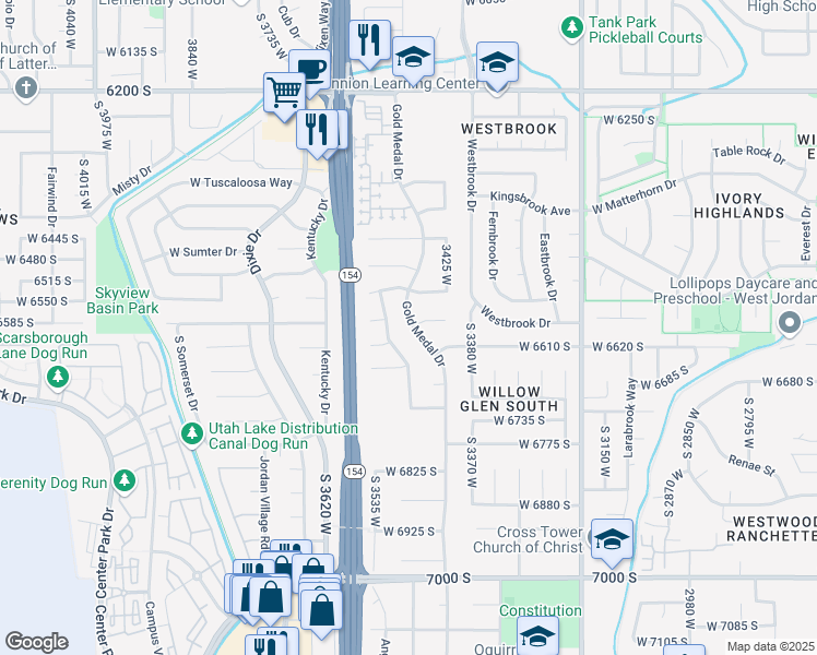 map of restaurants, bars, coffee shops, grocery stores, and more near Gold Medal Drive in Salt Lake County