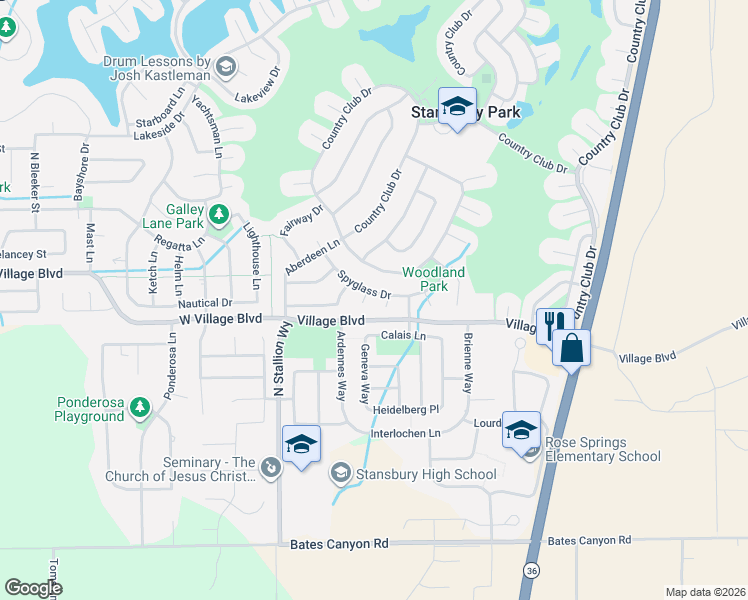 map of restaurants, bars, coffee shops, grocery stores, and more near 5655 Inverness Court in Stansbury Park