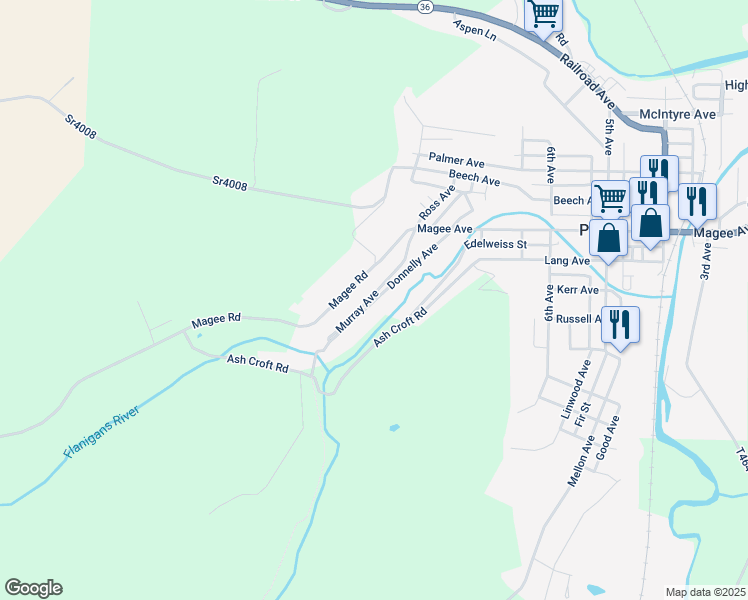 map of restaurants, bars, coffee shops, grocery stores, and more near 600-698 Murray Avenue in Patton