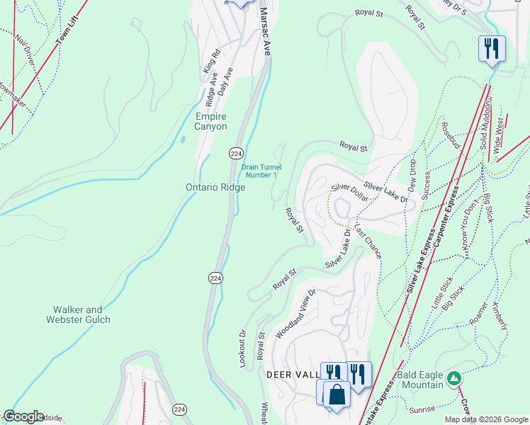 map of restaurants, bars, coffee shops, grocery stores, and more near 4823 Legacy Court in Park City