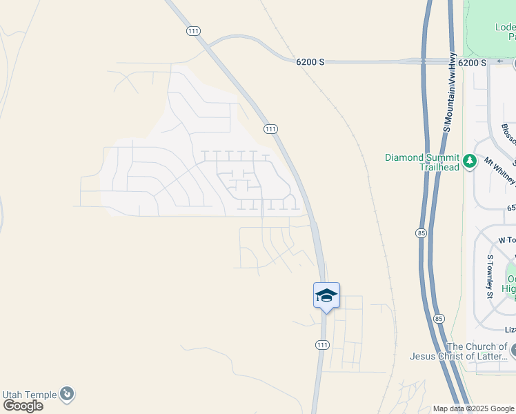 map of restaurants, bars, coffee shops, grocery stores, and more near 6921 West Sunlit Way in West Jordan