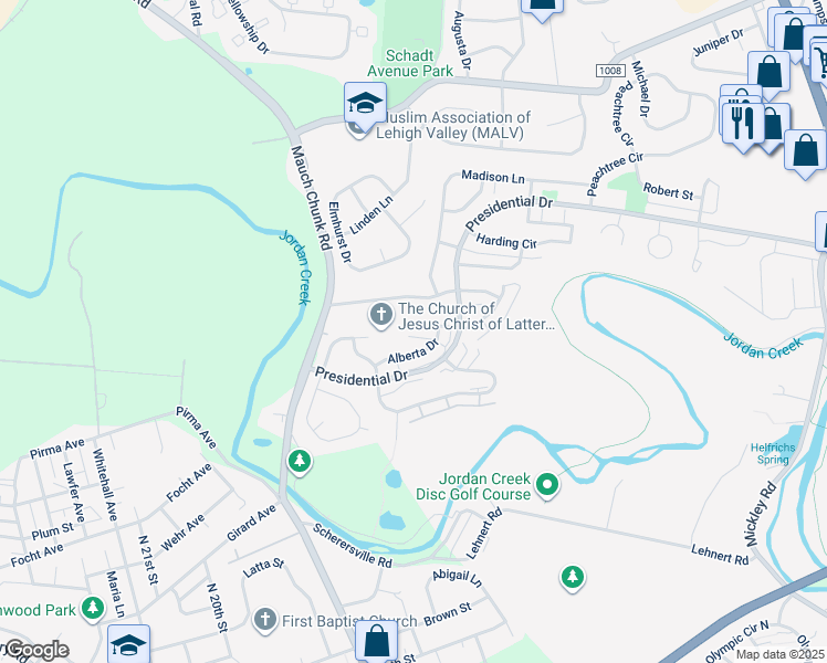 map of restaurants, bars, coffee shops, grocery stores, and more near 1940 Georgia Drive in Whitehall
