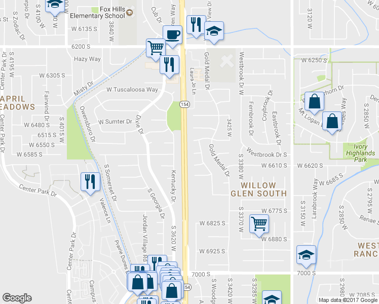 map of restaurants, bars, coffee shops, grocery stores, and more near 3562 Curling Court in Taylorsville